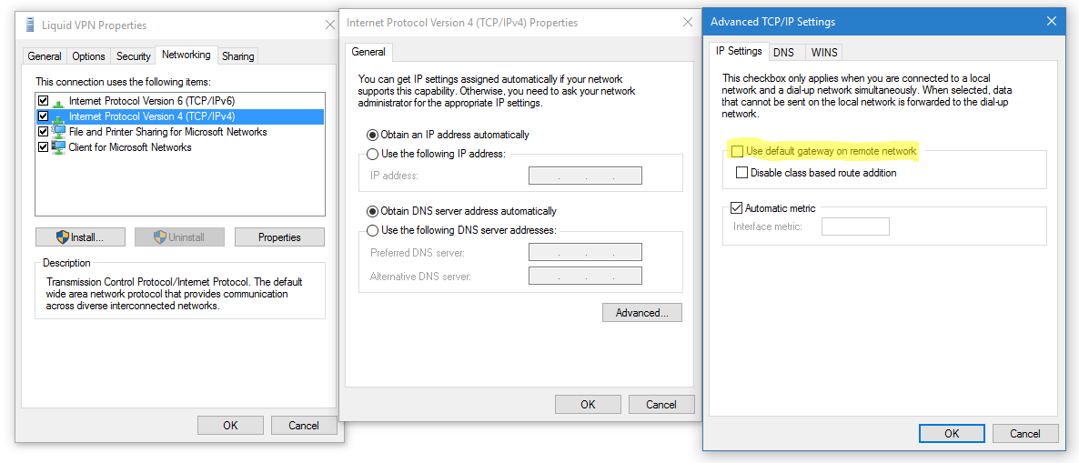 Disable default gateway